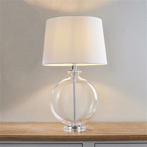 Gideon Nickel with White Shade Table Lamp 90535