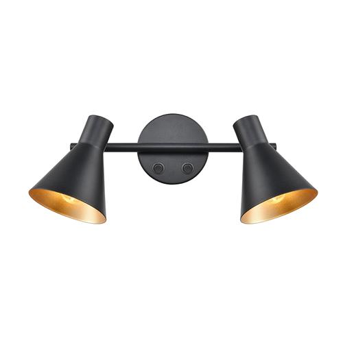 Skoop Double Switched Adjustable Black & Gold Wall Light FL2444-2