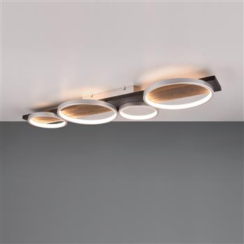 Medera 4 Light Wood And Metal Flush Wall Or Ceiling Fitting