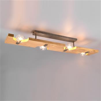 Tailor 4 Light Natural Wood And Antique Nickel Semi-Flush Fitting 614300430