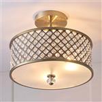 Hudson Antique Brass and Crystal Semi-Flush Ceiling Light 70558