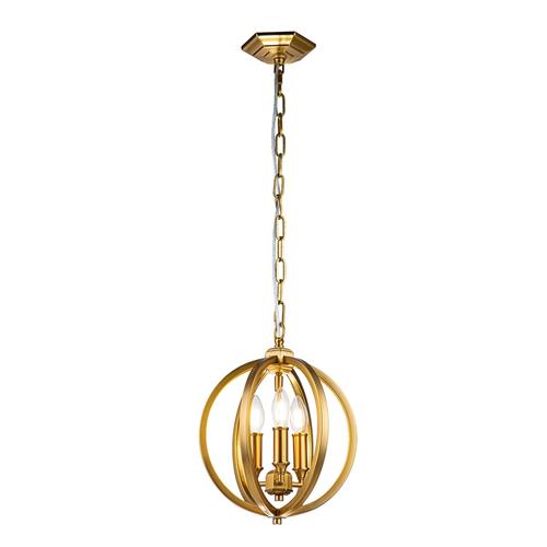 Corinne Burnished Brass Small Triple Pendant Light FE-CORINNE-3P-S-BB