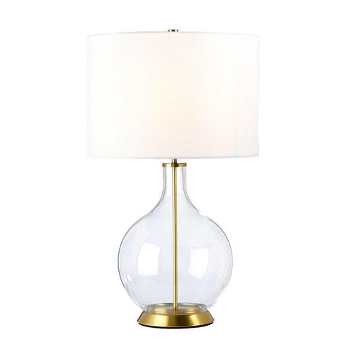 Orb Aged Brass & White Table Lamp ORB-CLEAR-AB-WHT
