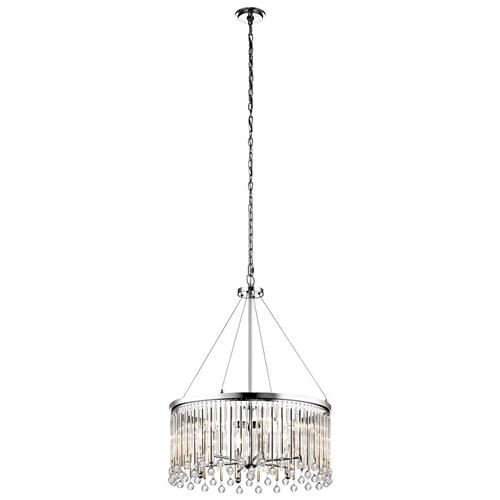 Piper Six Light Chrome And Crystal Ceiling Pendant KL-PIPER-6P-PC