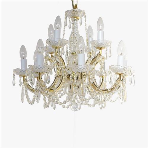 Marie Theresa Polished Gold & Crystal 12 Light Fitting CP00150/8+4/G