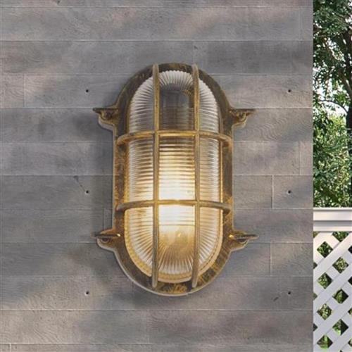 Bulkhead IP44 Oval Black Gold Outdoor Wall or Ceiling Light 61402BG