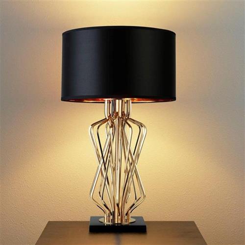 Ethan Gold Coloured Table Lamp With Black Shade 4110GO