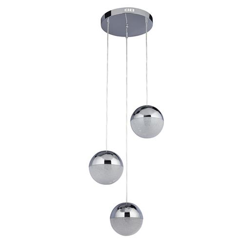 Marbles Polished Chrome LED Triple Cluster Pendant Light 5842-3CC