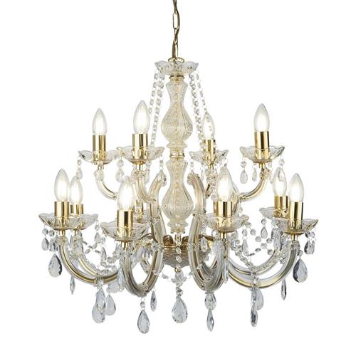 Marie Therese 12 Arm Brass And Clear Acrylic Chandelier 699-12