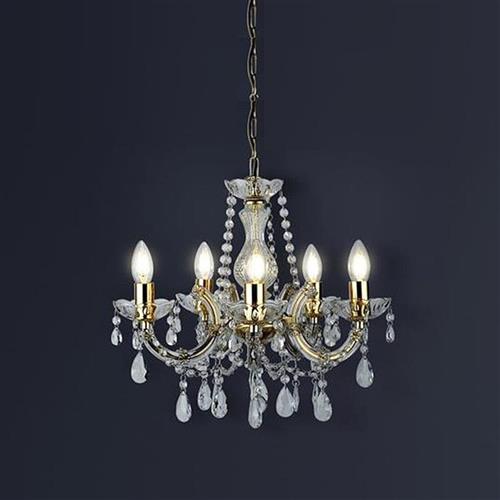 Marie Therese Brass And Clear Crystal 5 Arm Chandelier 699-5