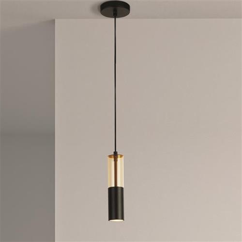 Merrygold Black And Amber Single Ceiling Pendant 82121-1BK