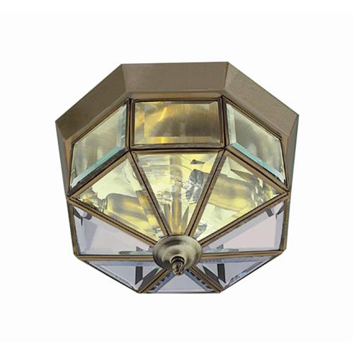 Pisa Octagonal Antique Brass Flush Ceiling Light 8235AB