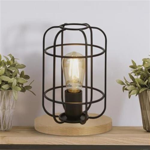 Vision Matt Black And Wood Table Lamp 81951-1BK