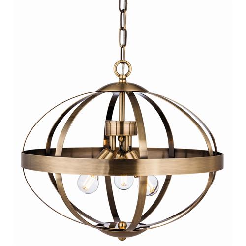 Healy Antique Brass 3 Light Pendant 3709AB