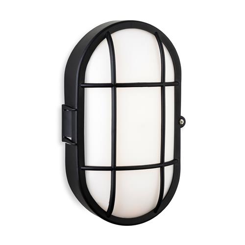 Lewis IP44 Outdoor LED Black and White Oval Wall Light 3845BK