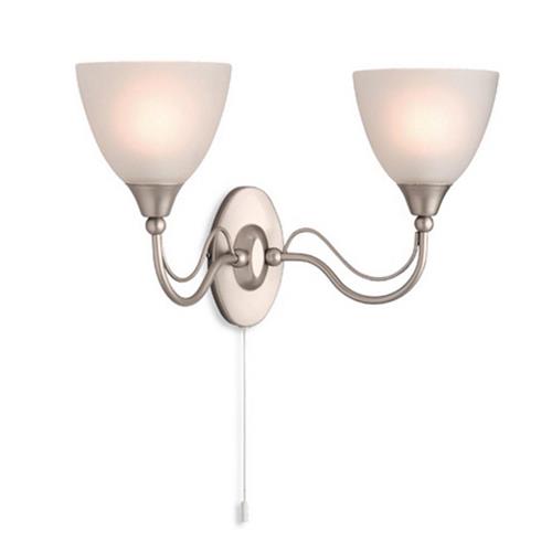 Santana 2 Light Satin Steel Wall Light 8037SS