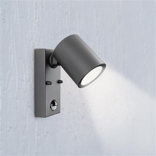 Vermont IP44 LED Graphite Outdoor PIR Adjustable Wall Light 4145GP