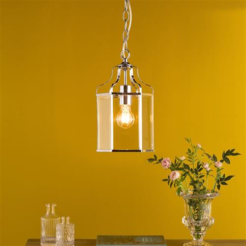 Aled Polished Chrome And Clear Glass Single Lantern Pendant ALE8650