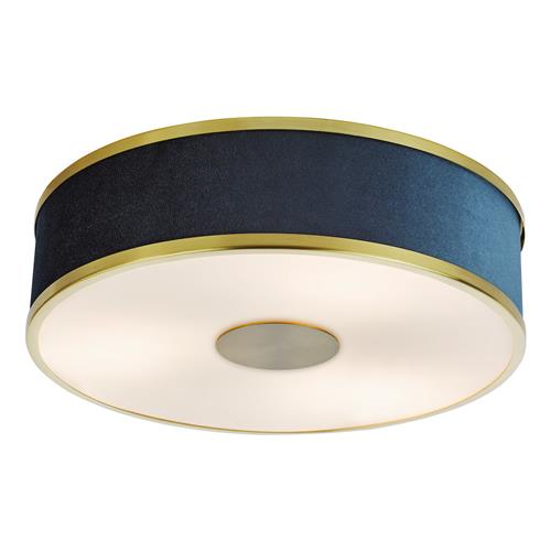 Alvaro 3 Light Brushed Brass And Blue Shade Flush Fitting ALV5223