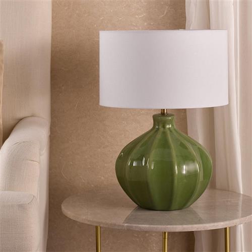 Amrita Green Ceramic Base And White Shade Table Lamp AMR4224+PYR142