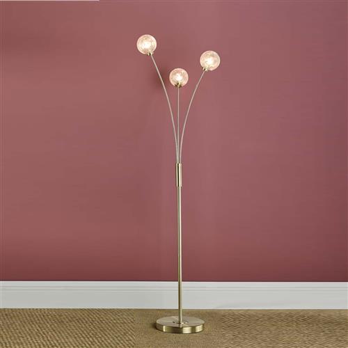 Avari 3 Light Satin Brass And Frosted Glass Floor Lamp AVA4941