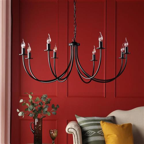 Becca 8 Light Matt Black Multi-Arm Ceiling Fitting BEC0822