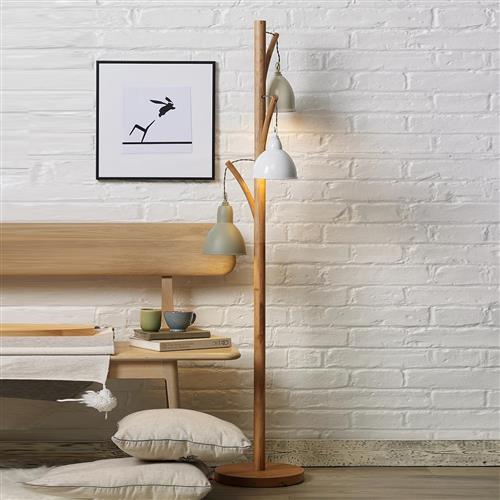 Blyton Three Light Floor lamp Wood Finish BLY4943