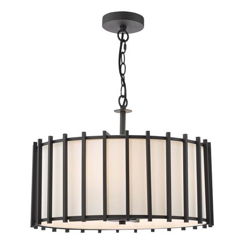 Cagliari 4 Light Matt Black And Ivory Shade Pendant Fitting CAG0422