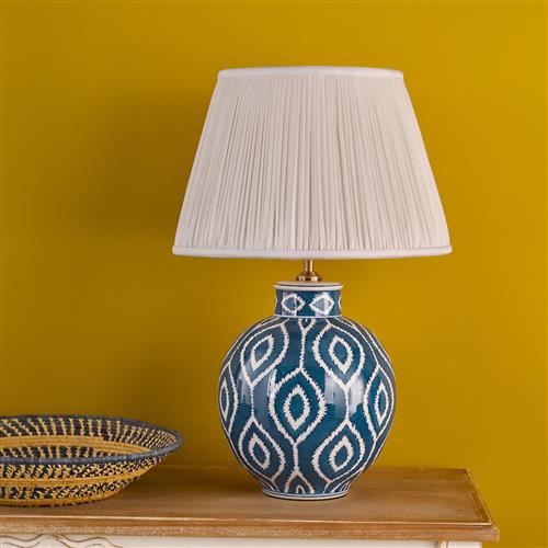 Dakari Blue Patterned Table Lamp And Pleated Shade DAK4223+ULY1615