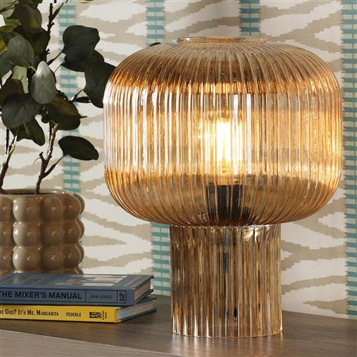 Demarius Amber Textured Ribbed Glass Table Lamp DEM4206