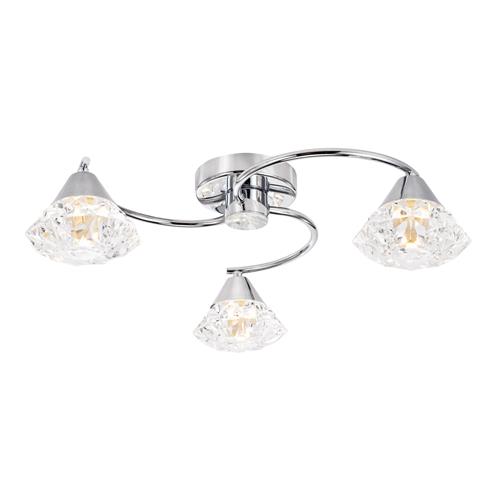 Dilys 3 Light Polished Chrome And Clear Glass Semi Flush DIL5350