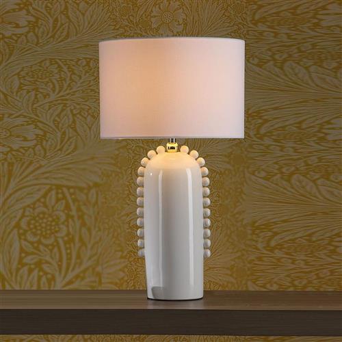 DOL4202 Off White Bobble Table Lamp & White Shade DOL4202