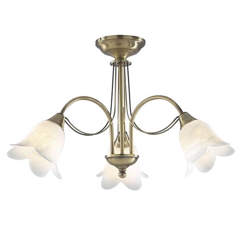 Doublet Antique Brass 3 Arm Semi Flush Fitting DOU0375