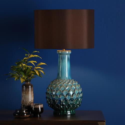 Edlyn Blue & Green Reactive Glazed Artichoke Table Lamp With Shade EDL4223+VOY1422