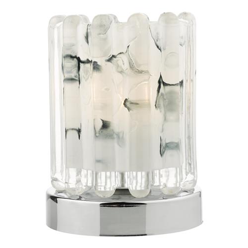 Elf Polished Chrome And Black Opal Ribbed Glass Touch Lamp ELF4150