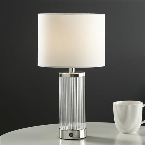 Enrico Nickel And White Rechargeable LED Touch Table Lamp ENR4138