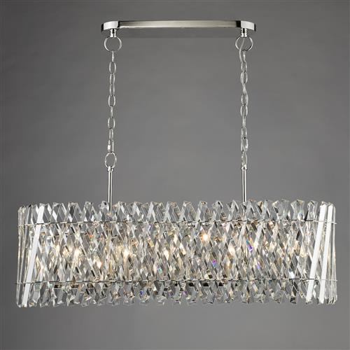 Entwine 10 Light Polished Nickel And Faceted Glass Bar Pendant ENT2338