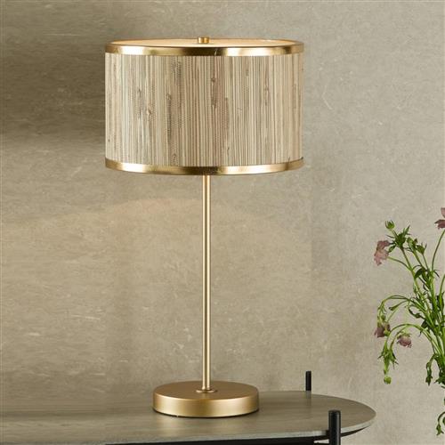 Fenella Natural Seagrass And Gold Leaf Table Lamp FEN4235