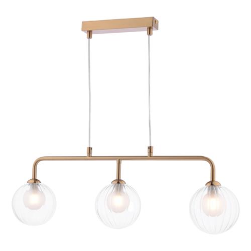 Feya 3 Light Bronze And Clear Ribbed Glass Bar Pendant FEY6263-20