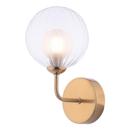 Feya Bronze And Clear Ribbed Glass Single Wall Light FEY0763-20