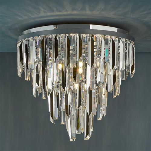 Fuentes Chrome 5 Light Smoked And Clear Glass Flush Ceiling Fitting FUE4850