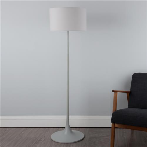 Funchal Matt Grey Floor Lamp With Shade FUN4939