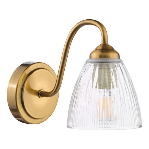 Glynis Antique Bronze And Clear Ribbed Glass Single Wall Light GLY0763