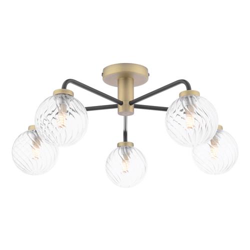 Lainey Antique Brass And Matt Black 5 Light Semi-Flush Fitting LAI5454-03