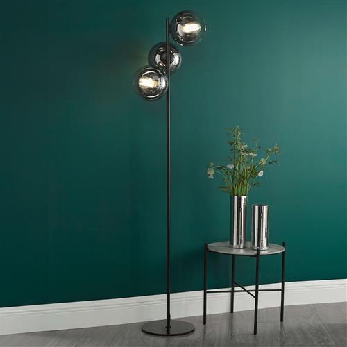 Lycia Black And Smoked Three Light Floor Lamp LYC4922