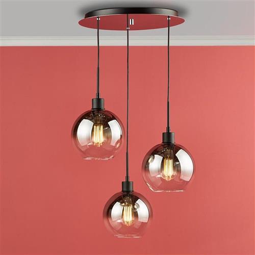 Lycia Chrome And Matt Black 3 Light Cluster Pendant LYC8822