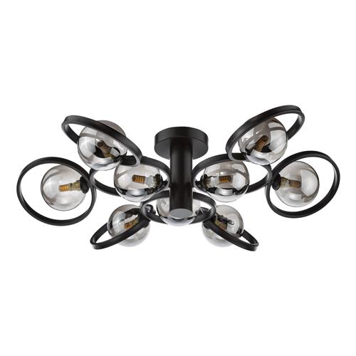 Lynette 9 Light Satin Black And Smoked Glass Semi Flush Fitting LYN4822-01