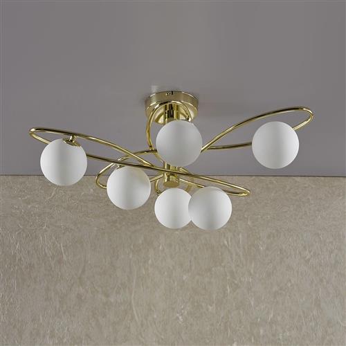 Lysandra 6 Light Polished Gold Semi-Flush Fitting LYS6435