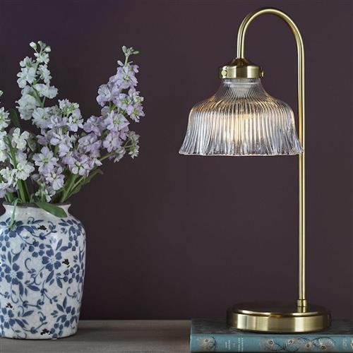 Maude Natural Brass And Clear Ribbed Glass Table Lamp MAU4242