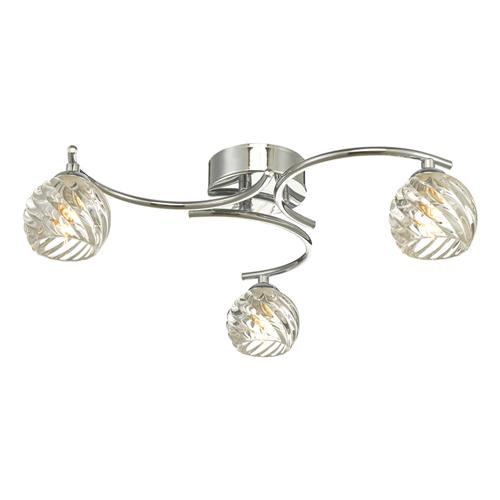 Nakita 3 Light Polished Chrome And Twisted Glass Semi Flush NAK5350-05